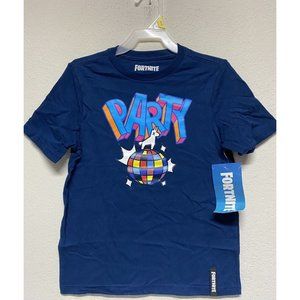 Epic Games Fortnite Boys T-Shirt Blue Party Size Medium 8 New!